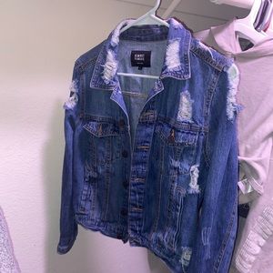 Distressed jean jacket